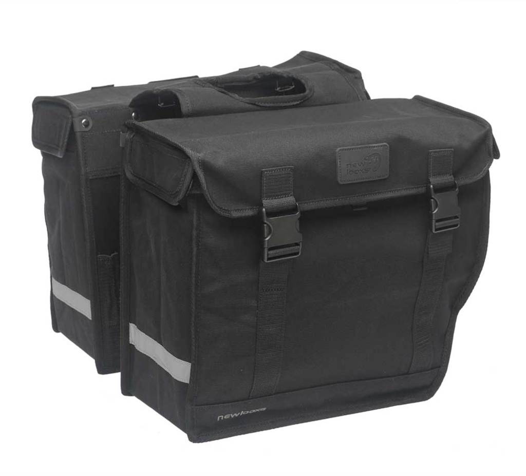 Dubbele-Fietstas-New-Looxs-Canvas-Hybride-Schuin-Zwart-46-Liter Dubbele-Fietstas-New-Looxs-Canvas-Hybride-Schuin-Zwart-46-Liter